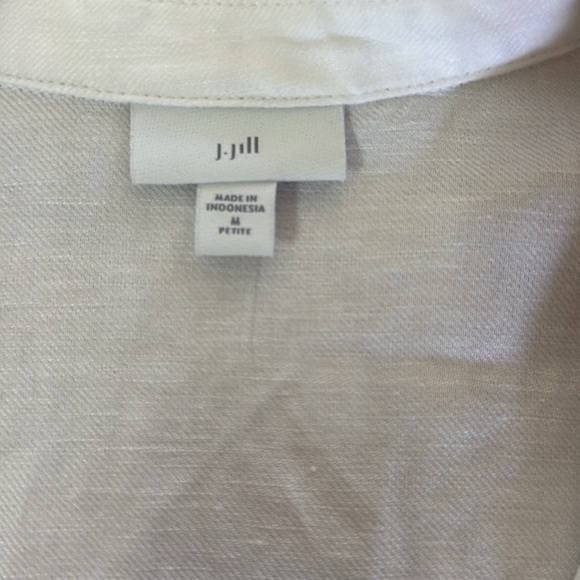 J. Jill Women's White Linen Blazer Medium Petite New Cinch Waist Lightweight - Picture 6 of 8
